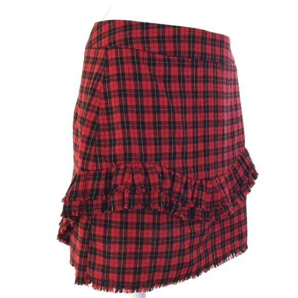 SEEK The Label Red Abstract Fringed Edge Mini Skirt S - Picture 2 of 8